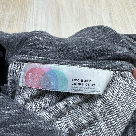 Free People Beach Heather Gray Cocoon Funnel Cowl Neck Long Sleeve Two Body M/L - Picture 11 of 14